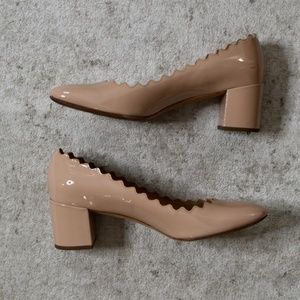 Chloe Patent Scallop Kitten Heels